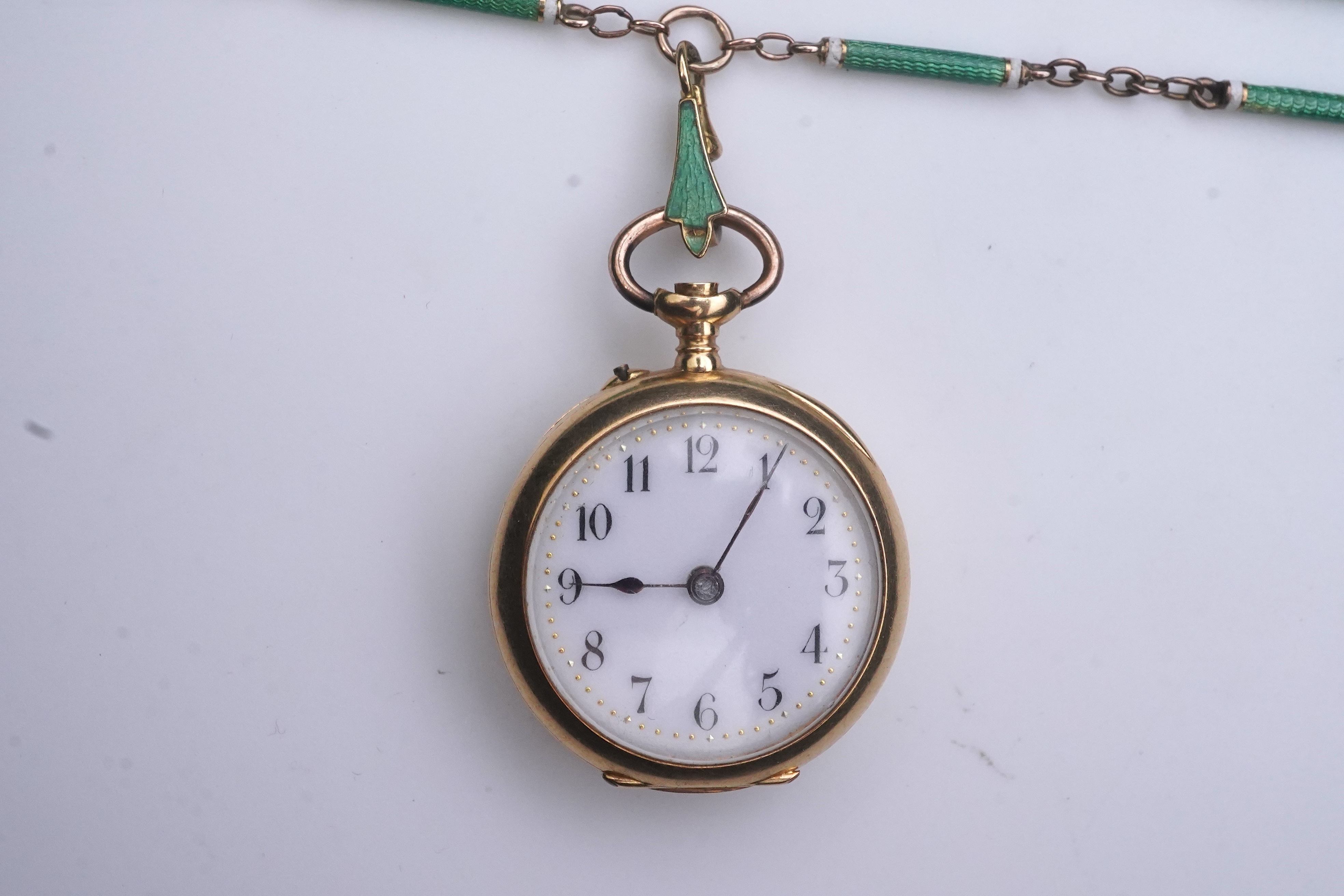 A gold and enamel fob watch, early 19th century